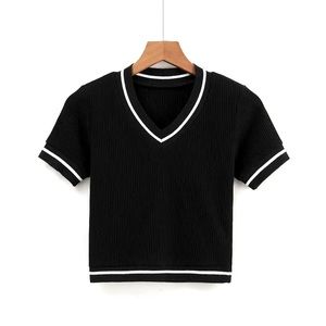 Nordstrom - Short Sleeve Varsity Knit Sweater